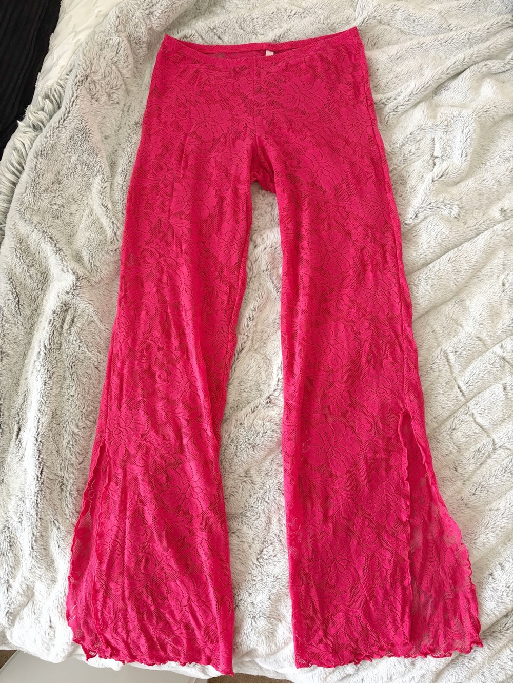 Y2K 2003 Victoria’s Secret Lace Side Slit Pull On Lettuce Trim Pants